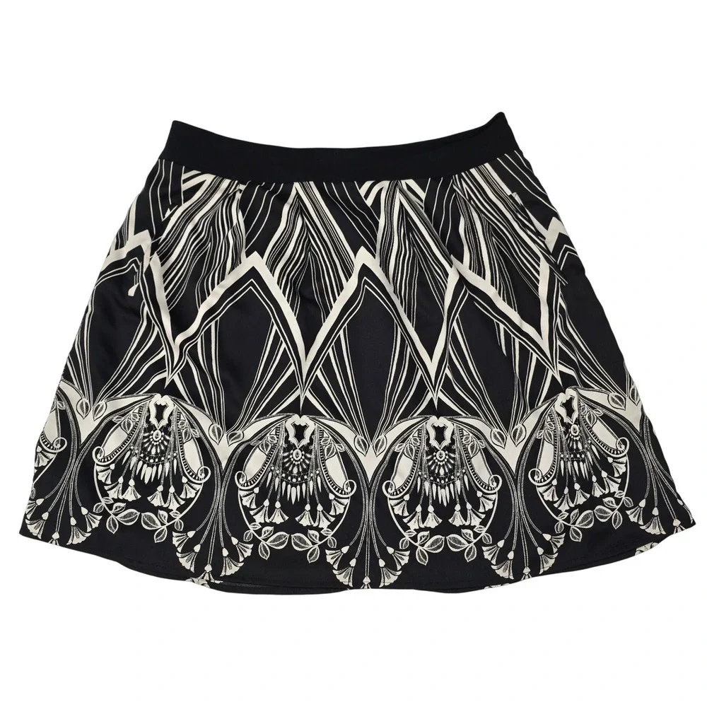 Worthington Womens‎ Sz 16 Geometric Floral Mandala A-Line Skirt Pockets Artsy